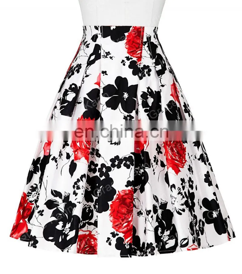 Grace Karin Occident Vintage Retro 50s Floral Pattern Cotton Skirt 9 Patterns CL008925-3
