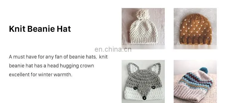 custom knit weave figure baby beanie with pom pom