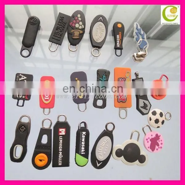 2014 Factory directly sale custom soft pvc zipper slider puller silicone zipper pull head