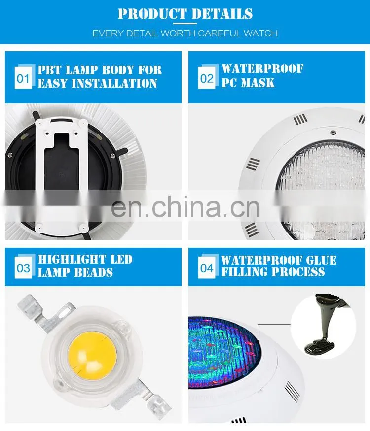IP68 Led Surface Mounted Waterproof Transformer 12V Par56 Smd Led Swimming Pool Lighting