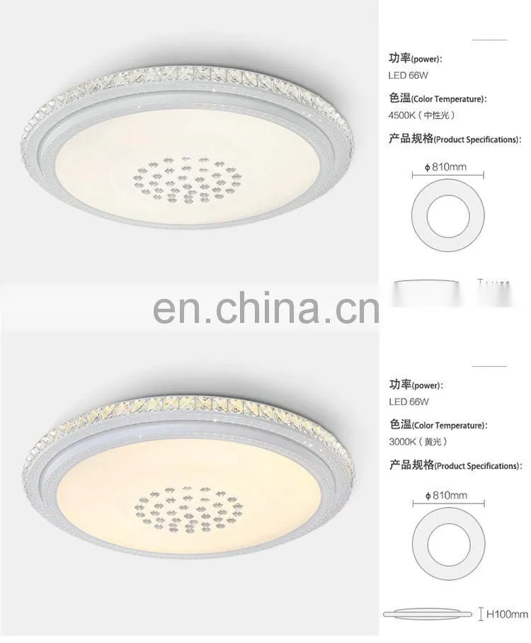 modern luxury crystal ceiling light dining room 2 colors changed LED ceiling lamp