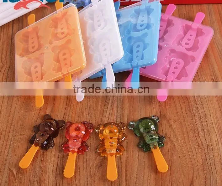 DIY ice lattice 4 pack Cartoon Bear Ice Cream popsicle mold