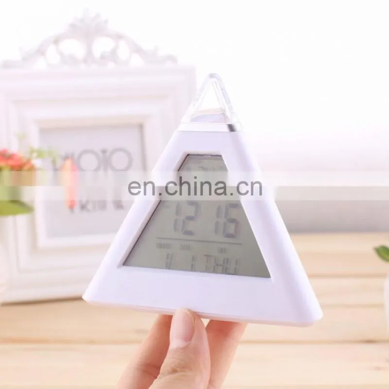 Amazon hot seller 7 colors changed Digital Thermometer led cube alarm clock