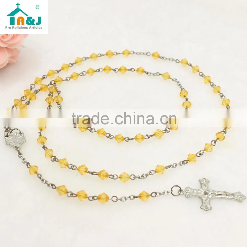 Fashion catholic plastic rosary bead necklace Wholesale
