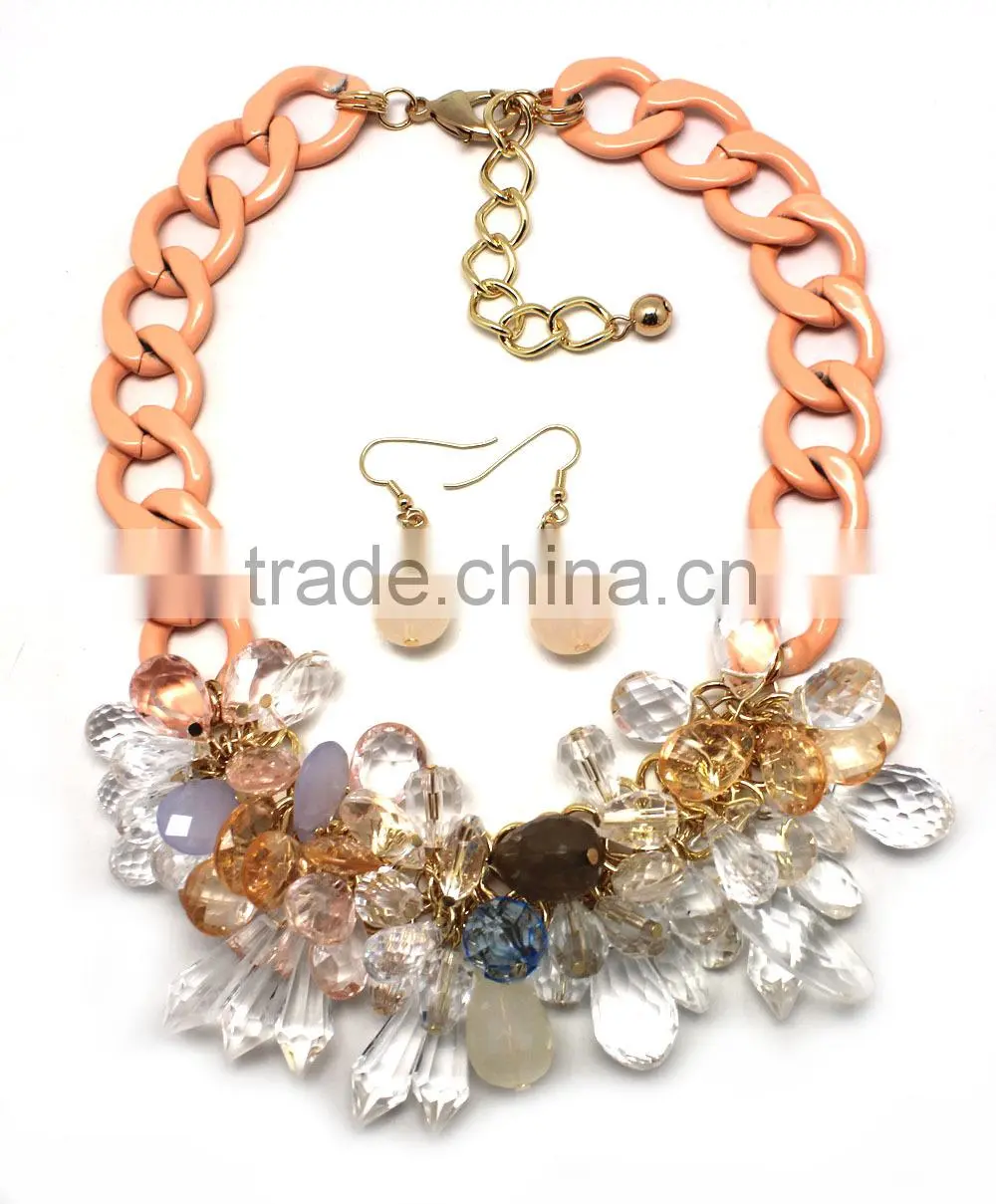 2015 fashion wholesale high quality african acylic beads jewelry set china alibaba