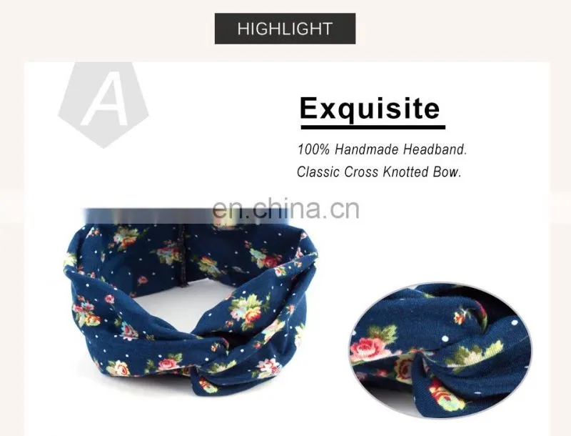 Cheap Custom Sublimation Headband Solid Twist Elastic Hairbands With Button