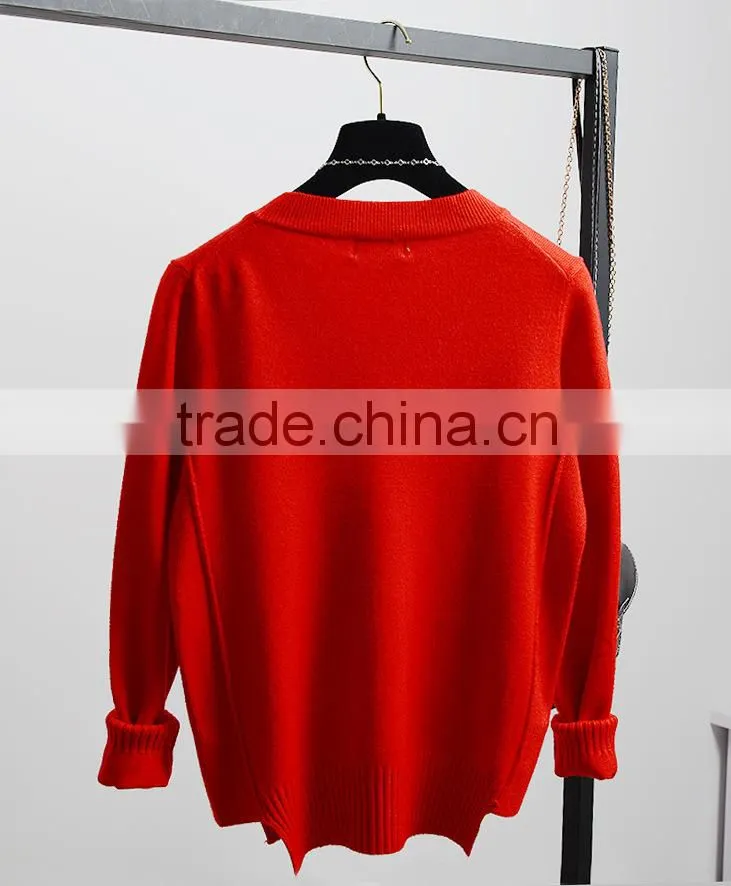 Hot sale 2016 fashion design pullover sweater knitted sweater for girls