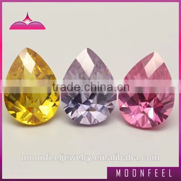 high quality checkerboard cut colour pear cubic zirconia stones