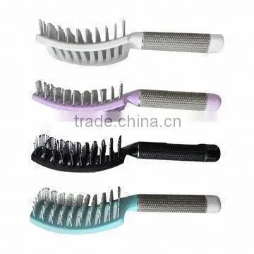 Professional salon fassional plastic and nylon bristle unique curved vent Brush