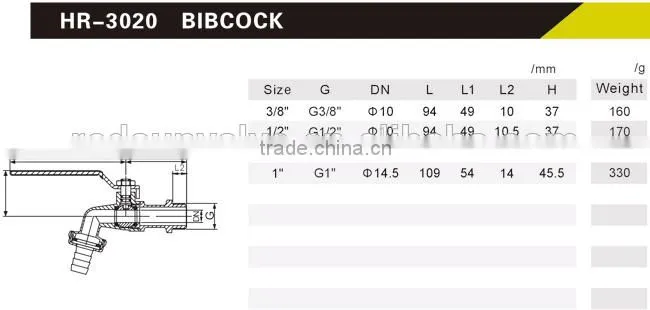 taizhou supplier HR3020 brass long handle bibcock