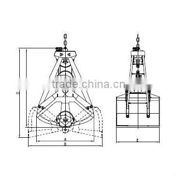 double rope clamshell grab bucket for bridge crane