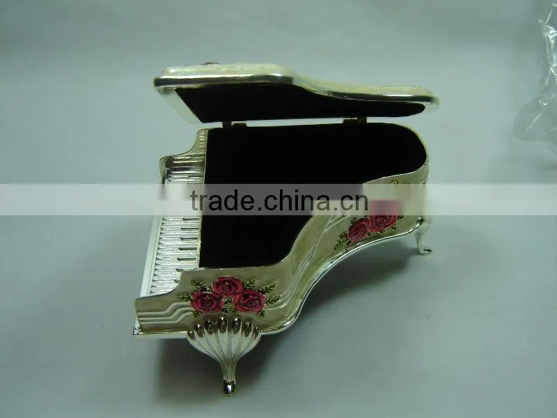 Pewter Polished Piano Shaped Metal Jewelry Box(LD-2159M)