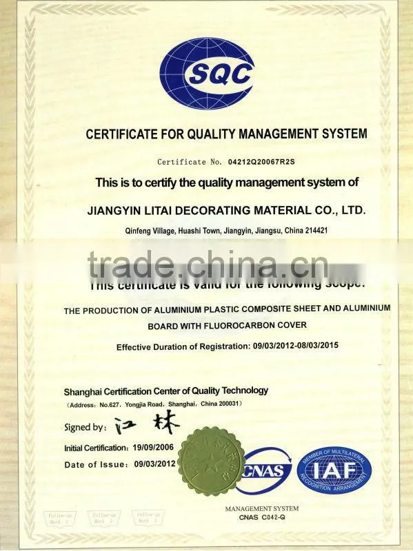 Outdoor Usage and Fireproof Function Aluminum Composite Panels for Construction