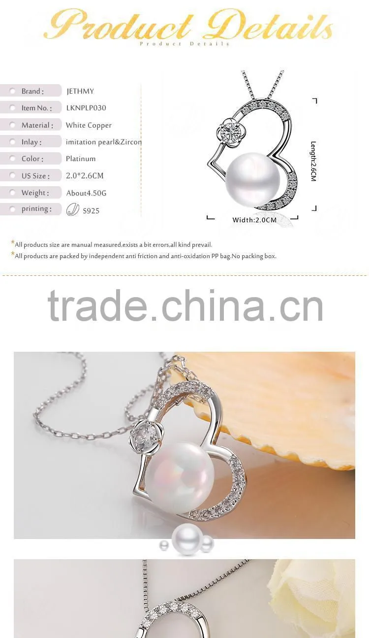 Attractive Platinum Plated Imitation Pearl Mounting Best Friend Heart Pendant