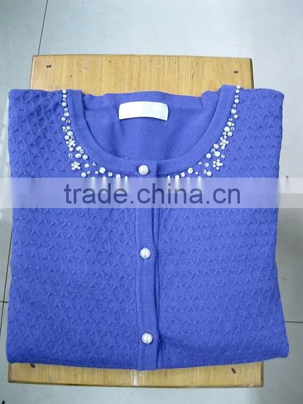 12GG knitting wear, lady special jacquard casual sweater cardigan