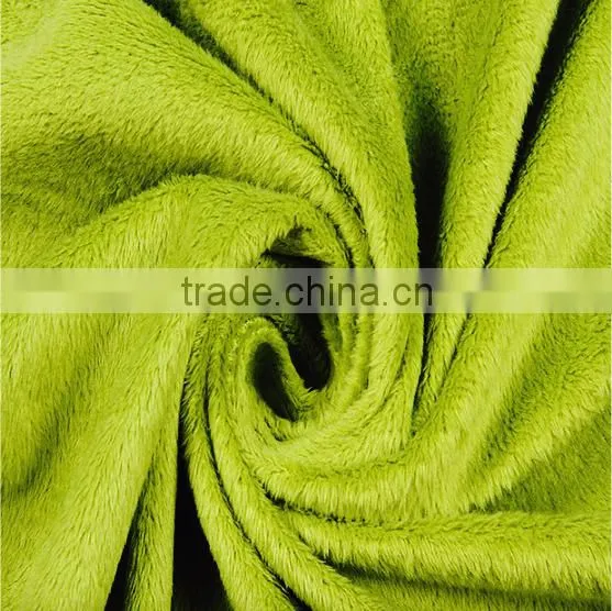 fabric for kid toy /Super soft high quality stock fabric 100 polyester fleece fabric plain green fleece velvet