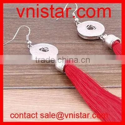 Vnistar metal snap button earrings with black tassels dangle interchangeable wholesale NE011-2