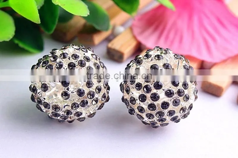 AAA Quality 20mm large fashion alloy rhinestone ball crystal bubblegum loose charm beads for DIY jewelry making!!