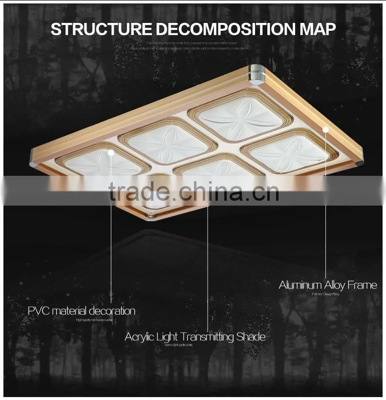 2016 New Design led ceiling light dimmer square 750X750mm 60WX2
