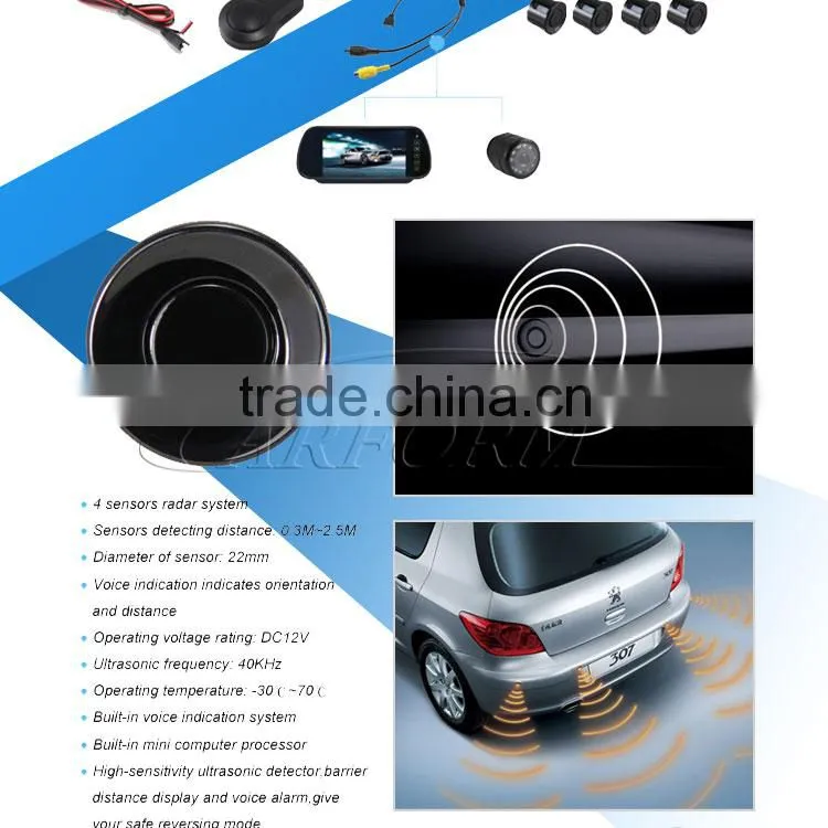 Car parking sensor TFT 7 inch rearview mirror monitor & rearview camera & parking sensors