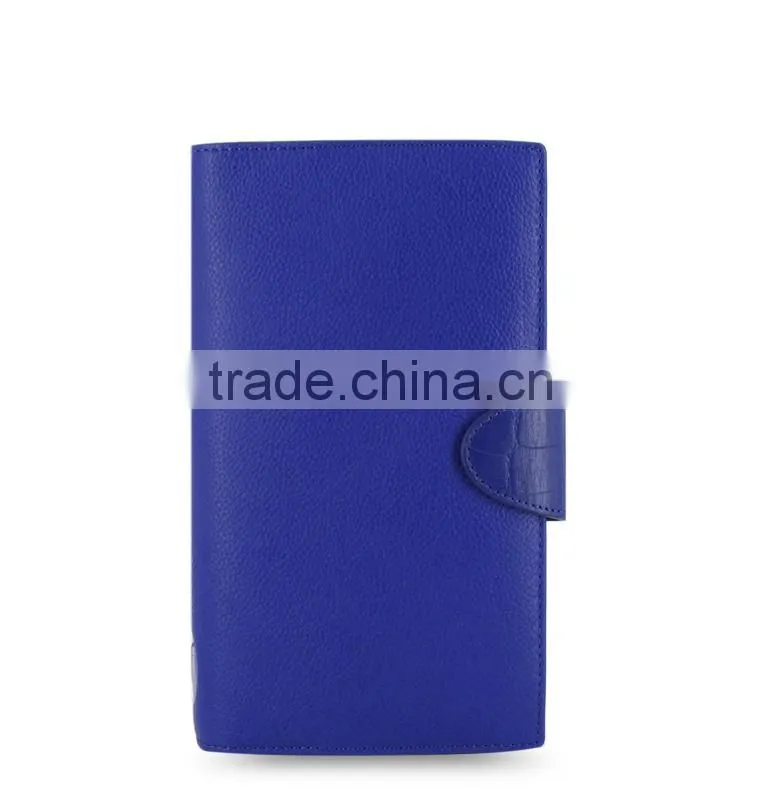 compact bright blue leather organizer ring binder notebook wholesale factory