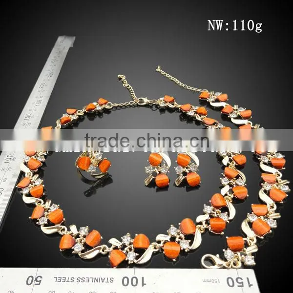 Fashion18k gold plated fashion necklace jewelry set , women gold necklace jewelry top quality
