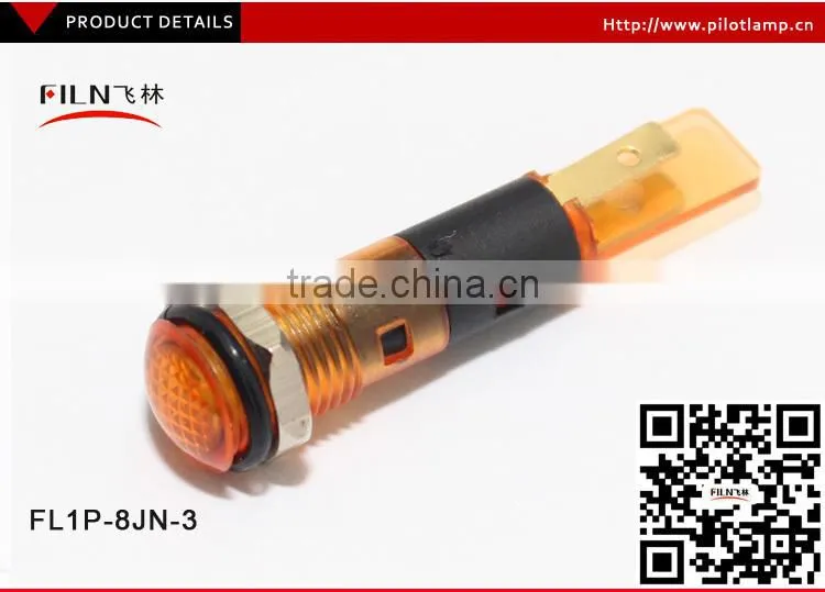 Plastic Yellow 110V Lamp 8MM Led Car Indicator Light With Solder Pin