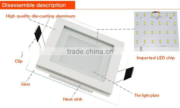 SMD 5630 square 6w 12w 18w 24w glass led panel light