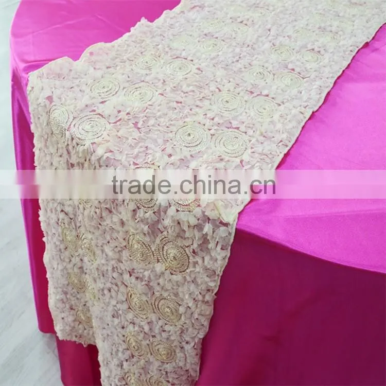Fancy ivory ribbon chiffon linen table runner size