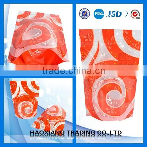three side heat seal printed aluminium foil sachet / green pack resealable plastic zipper stand up pouch