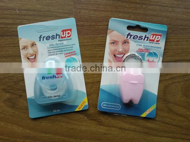 Teeth shape promotional cheap and colorful dental floss keychain