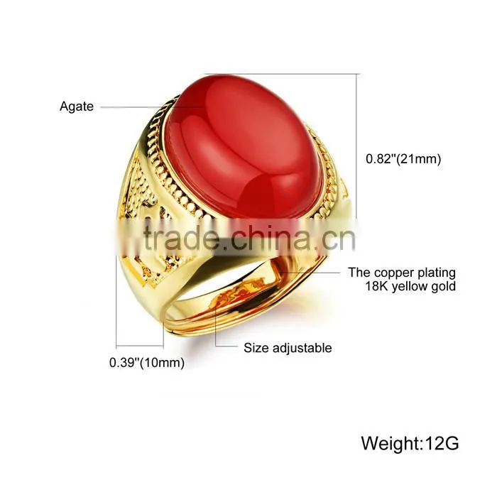 copper gold plated jewelry stone agate ring model woman