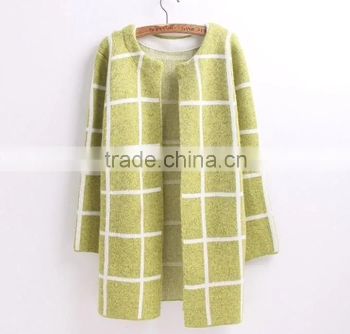 Round neck long-sleeved long section women cardigan cheap long cardigans