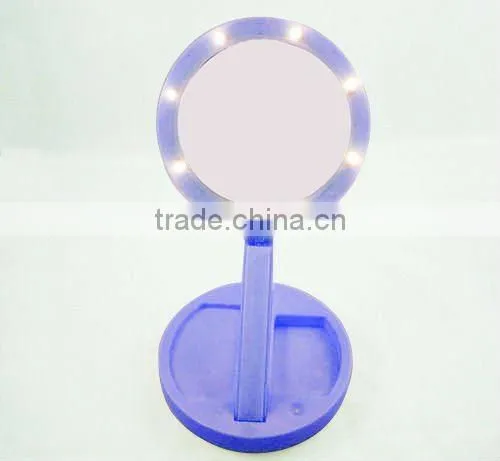 folable table mirror with LED light/table stand mirror/plastic folding table mirror