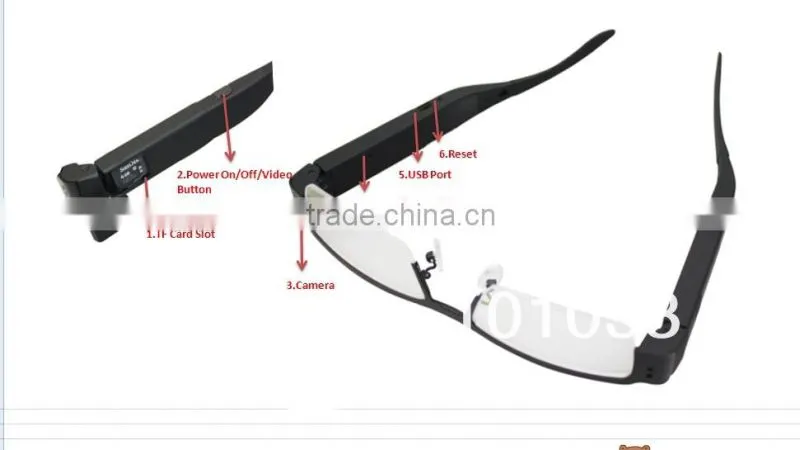 Factory direct Black Video Recorder Webcam 720P hidden cam glasses16gb