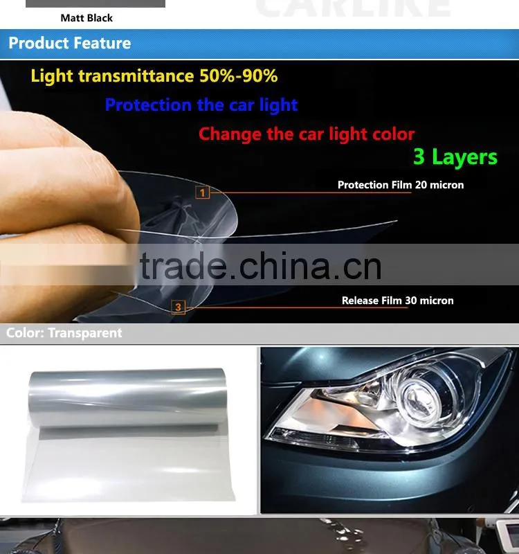 CARLIKE Fast Shipment Colored Car Headlight Tint Film PVC Vinyl
