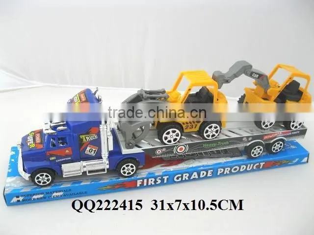 Newest Kids plastic Friction trailer with 2 truck,friction car for kids