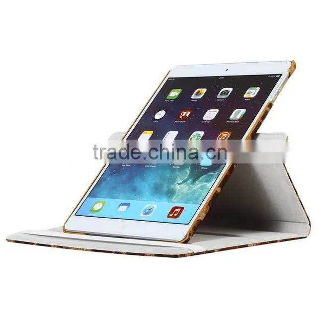 Fashion Style 360 Rotating Brown Leopard Print Tablet Leather Case