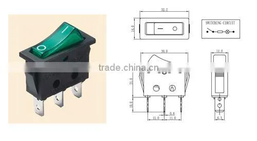 Single pole Rocker switch&lighted 120v 16A/250Vrocker switch