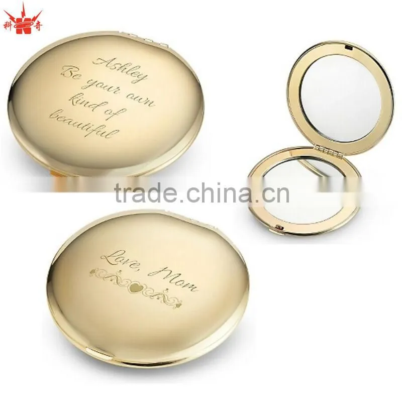 Luxury Oval Silver Pocket Mirror With Push Button Clasp Mirror
