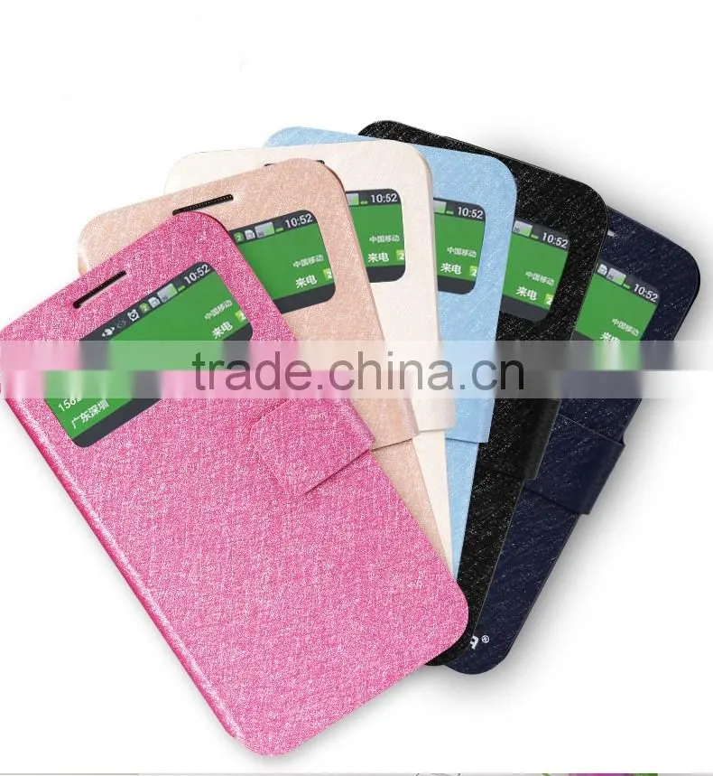 Single Open Window View Design Magnetic Buckle Leather Flip Case For Samsung