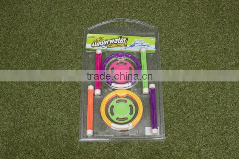 3 in 1 plastic underwater dive sticks/frisbee/diving rings