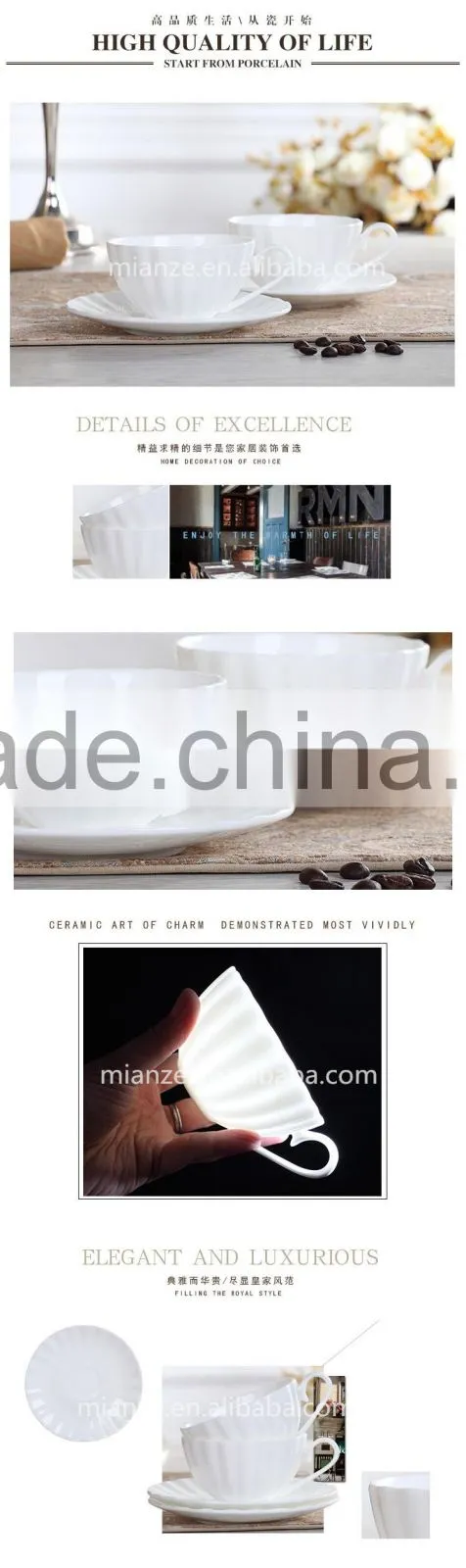 200ml bone china ceramic tea cup unique shape coffee cup and saucer