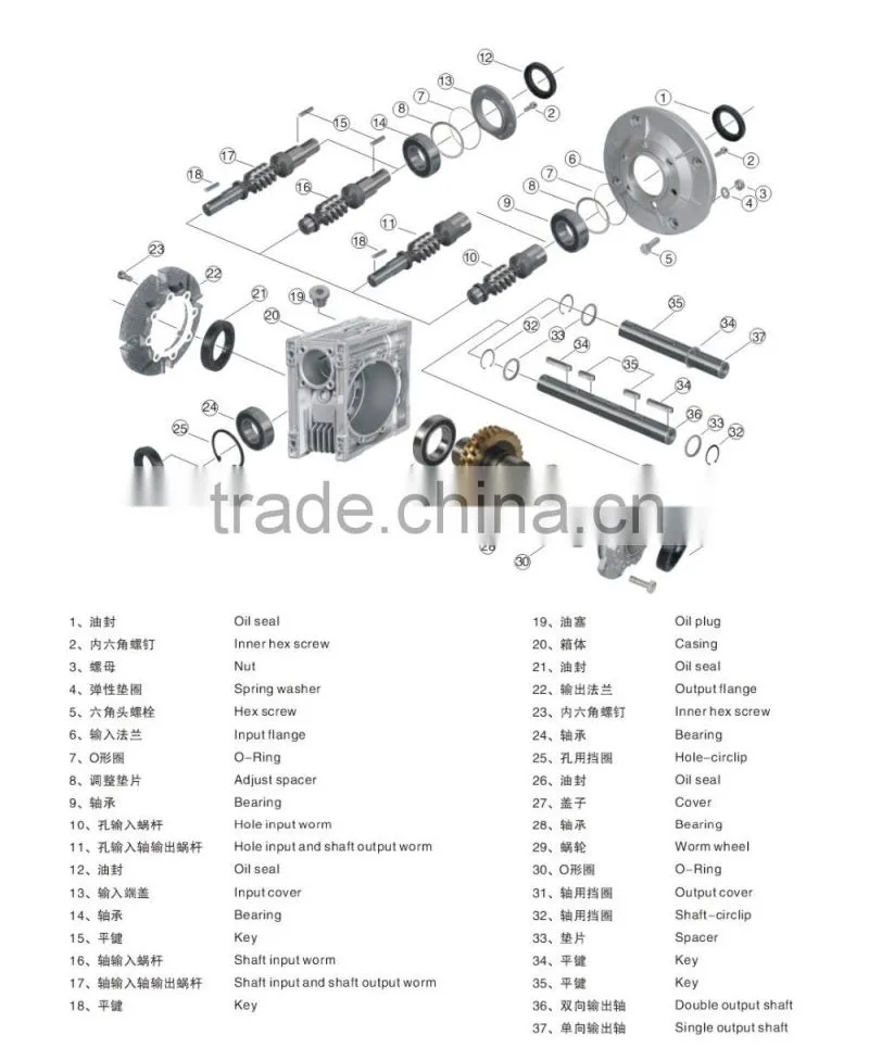 Worm gear unit motor gears drive speed reducer