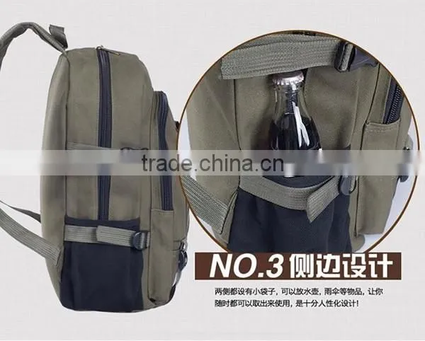 2016 cheap canvas brown school backpack bag for teenager boys