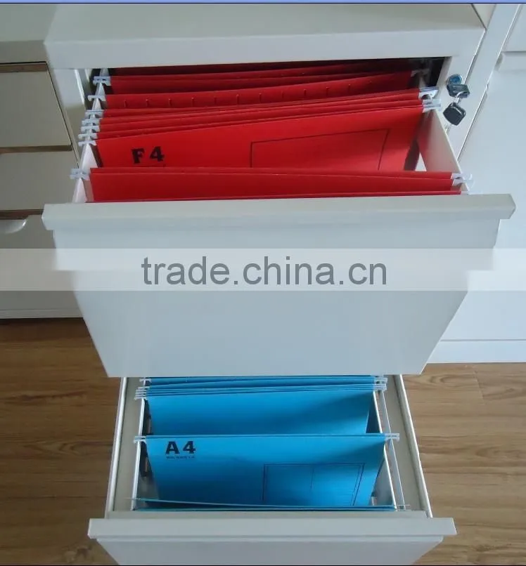 Small Movable Steel File Cabinet under Office Desk
