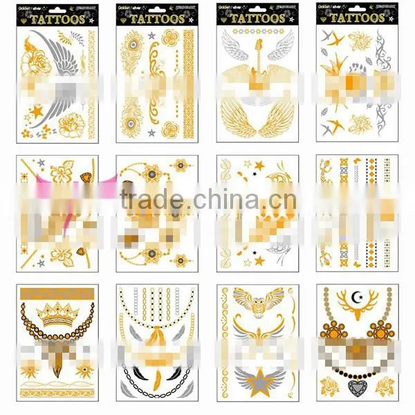 Fashionable custom metallic temporary tattoo sticker
