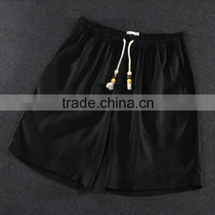 2016 New Summer Fashion High Quality Cool Anti-pilling Men Linen Shorts With Beads