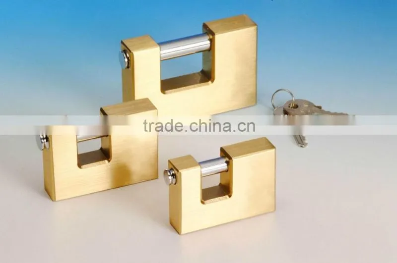 Hardened Shackle Case and Pin Tumbler Cylinder Rectangular Brass Padlock