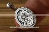 Silver 925 Oval Pendant Icon of St. Mary. Russian Style. Burnished Silver
